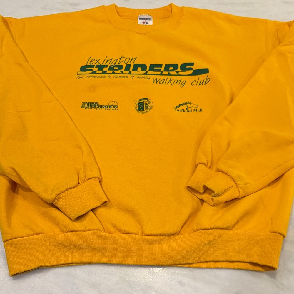 Vintage Yellow Crewneck Sweater - Striders Lexington Walking Club